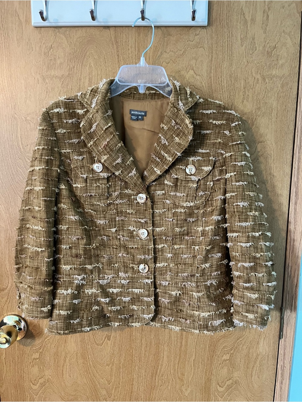 Anthracite Vintage 1990 / 3 Button Lined Jacket Brown Mustard Color Size 10 EUC